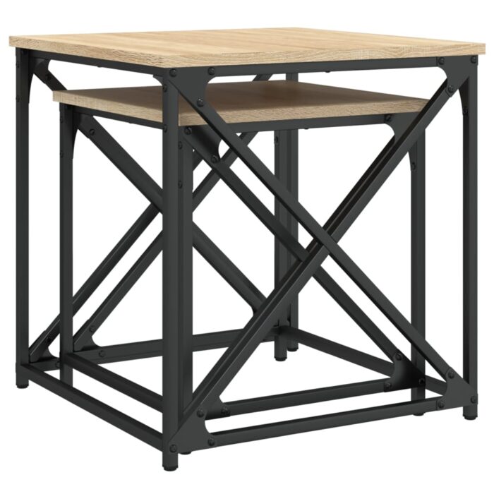 Tables basses gigognes 2 pcs chêne sonoma bois d'ingénierie – Image 6
