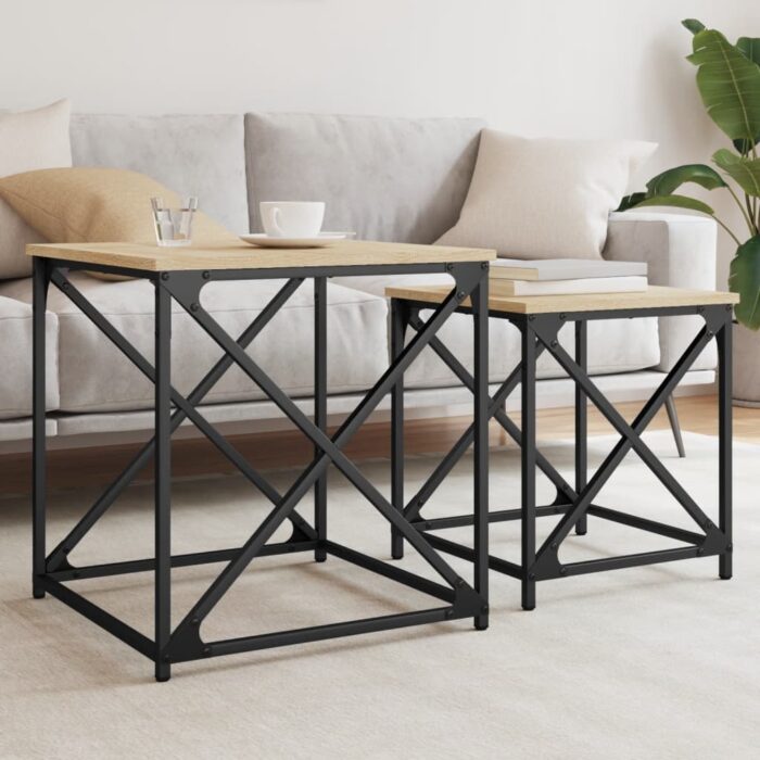 Tables basses gigognes 2 pcs chêne sonoma bois d'ingénierie – Image 1