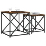 Tables basses gigognes 2 pcs chêne fumé bois d'ingénierie – Image 2