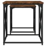 Tables basses gigognes 2 pcs chêne fumé bois d'ingénierie – Image 4