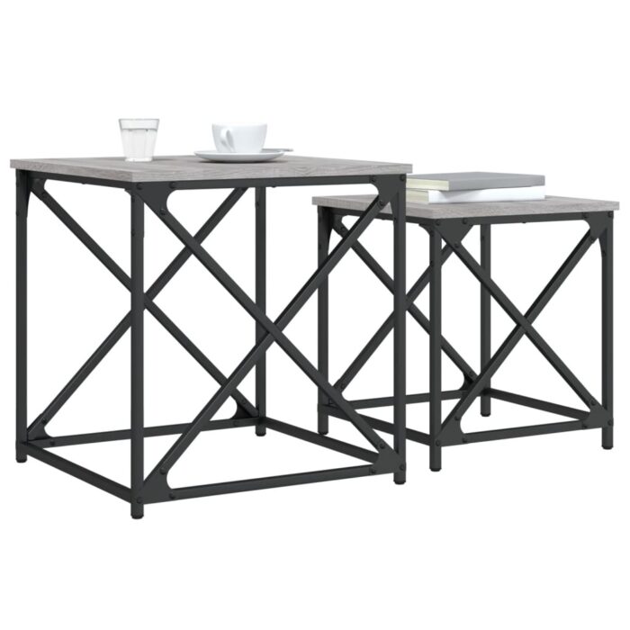 Tables basses gigognes 2 pcs sonoma gris bois d'ingénierie – Image 2