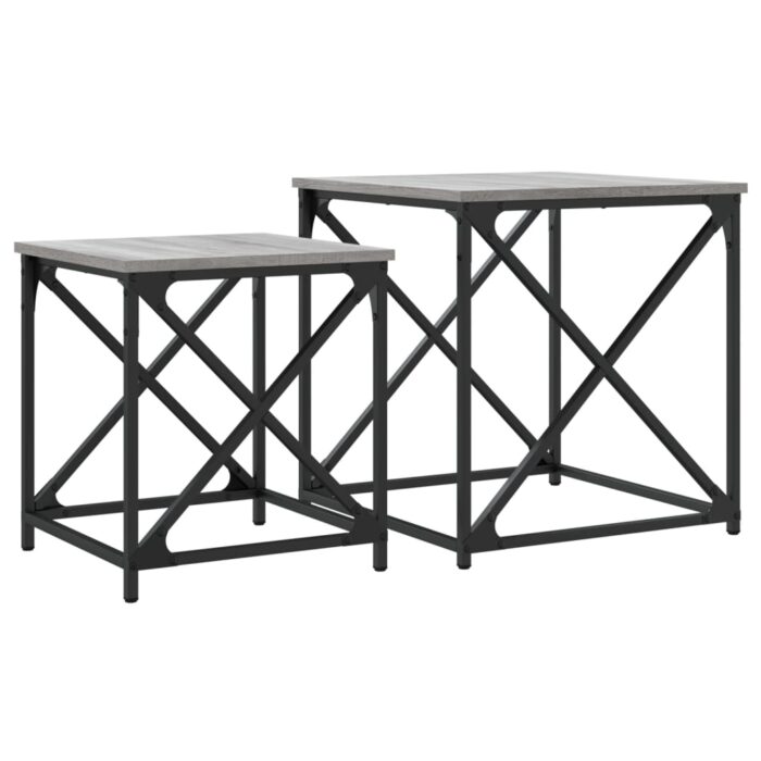 Tables basses gigognes 2 pcs sonoma gris bois d'ingénierie – Image 5