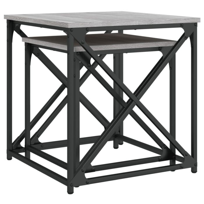 Tables basses gigognes 2 pcs sonoma gris bois d'ingénierie – Image 6