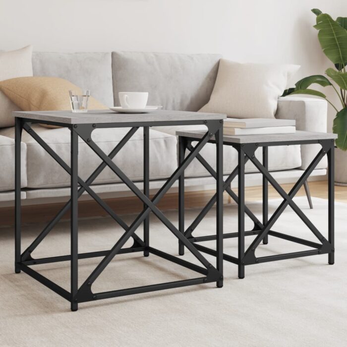 Tables basses gigognes 2 pcs sonoma gris bois d'ingénierie – Image 1