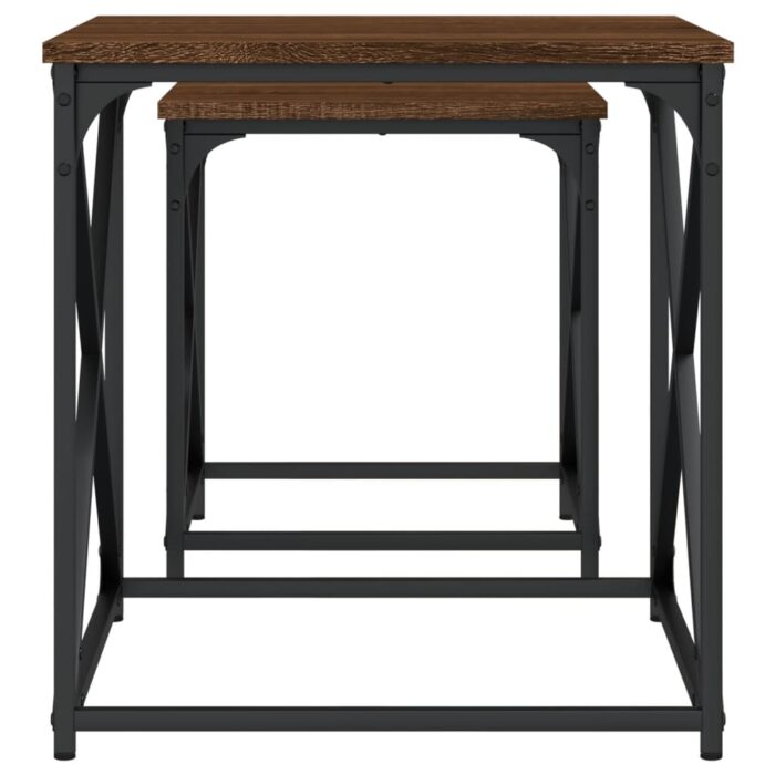Tables basses gigognes 2 pcs chêne marron bois d'ingénierie – Image 4