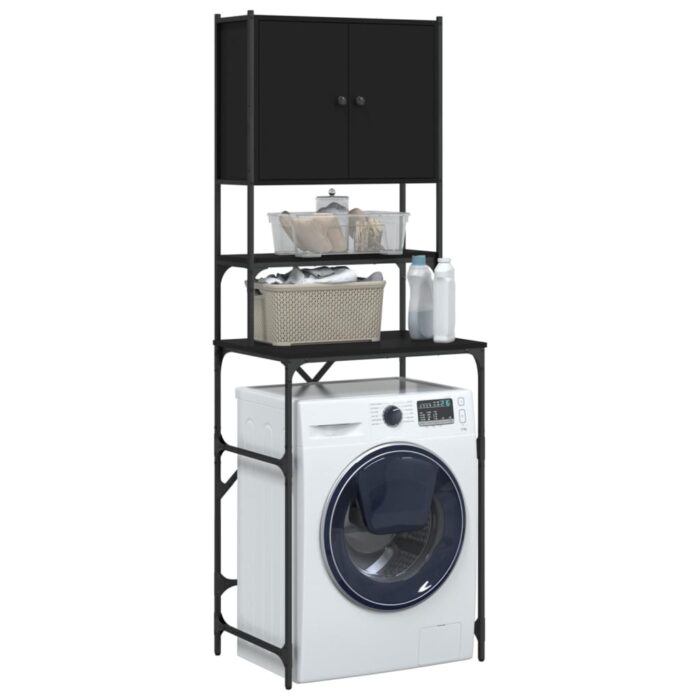 Armoire de machine à laver noir 68x48,5x194 cm – Image 3
