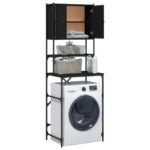 Armoire de machine à laver noir 68x48,5x194 cm – Image 4