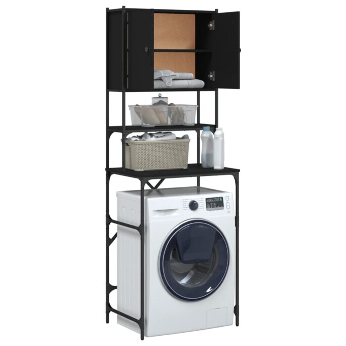 Armoire de machine à laver noir 68x48,5x194 cm – Image 4