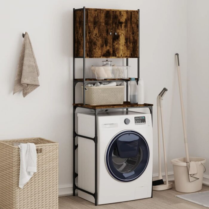 Armoire de machine à laver chêne fumé 68x48,5x194 cm – Image 1