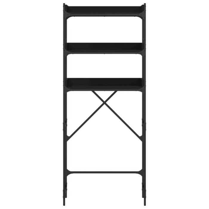 Étagère de lave-linge noir 67x25x163 cm bois d'ingénierie – Image 4