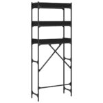 Étagère de lave-linge noir 67x25x163 cm bois d'ingénierie – Image 6