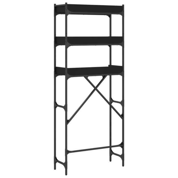 Étagère de lave-linge noir 67x25x163 cm bois d'ingénierie – Image 6