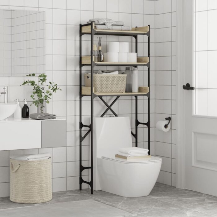 Étagère de lave-linge chêne sonoma 67x25x163 cm bois ingénierie – Image 2