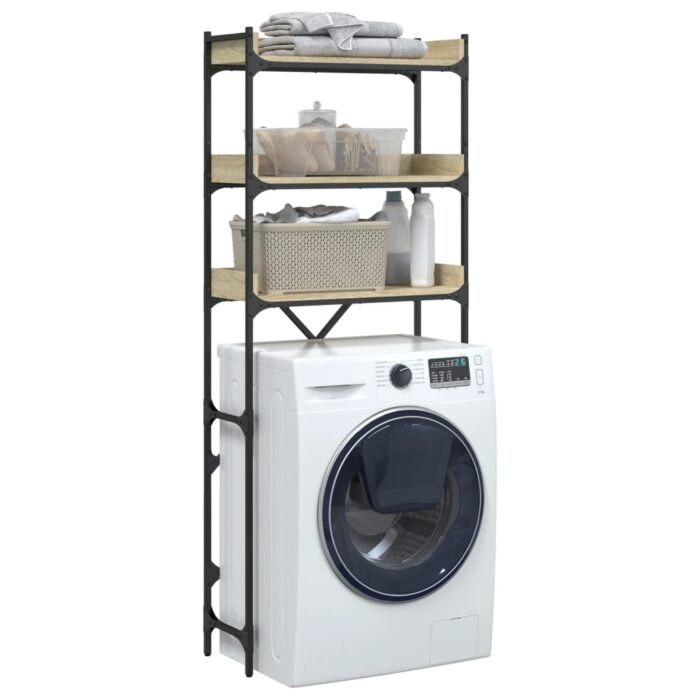 Étagère de lave-linge chêne sonoma 67x25x163 cm bois ingénierie – Image 3