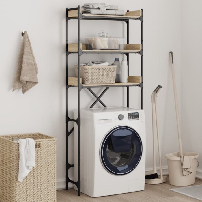 Étagère de lave-linge chêne sonoma 67x25x163 cm bois ingénierie – Image 1
