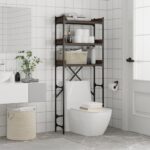 Étagère de lave-linge chêne marron 67x25x163 cm bois ingénierie – Image 2