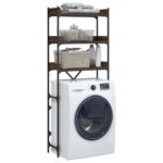 Étagère de lave-linge chêne marron 67x25x163 cm bois ingénierie – Image 3