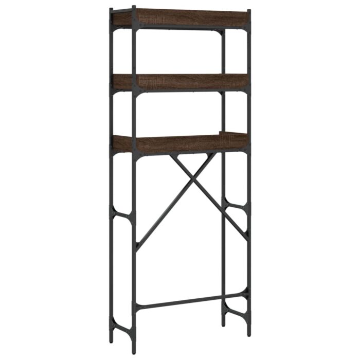Étagère de lave-linge chêne marron 67x25x163 cm bois ingénierie – Image 6