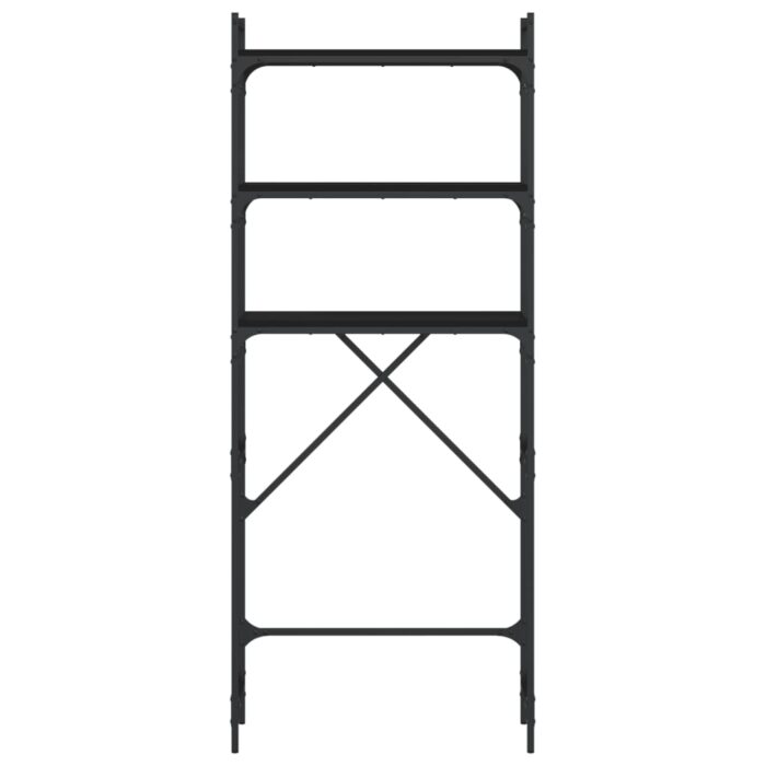 Étagère de lave-linge noir 67x25x163 cm bois d'ingénierie – Image 4