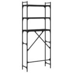 Étagère de lave-linge noir 67x25x163 cm bois d'ingénierie – Image 6