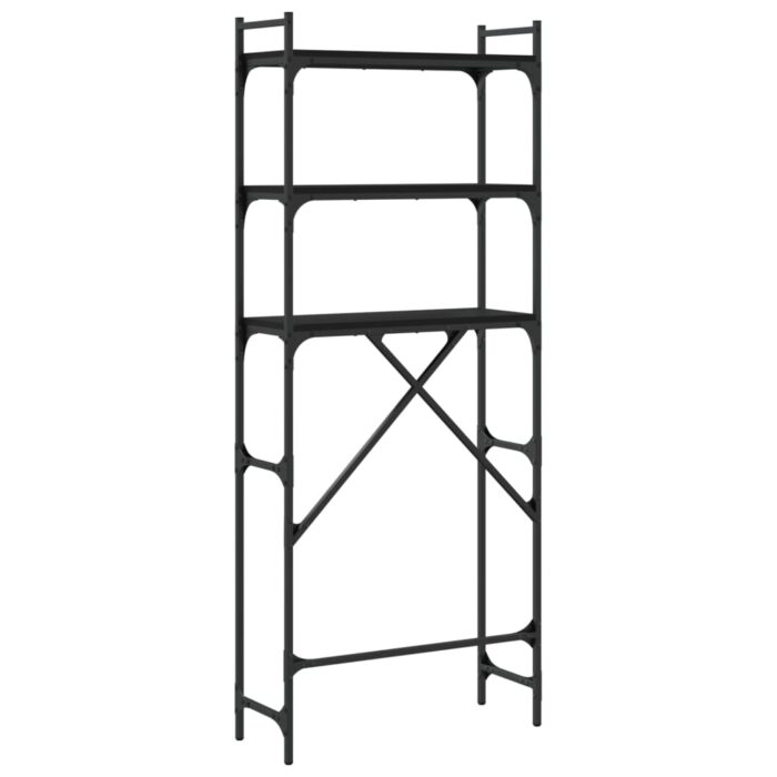 Étagère de lave-linge noir 67x25x163 cm bois d'ingénierie – Image 6