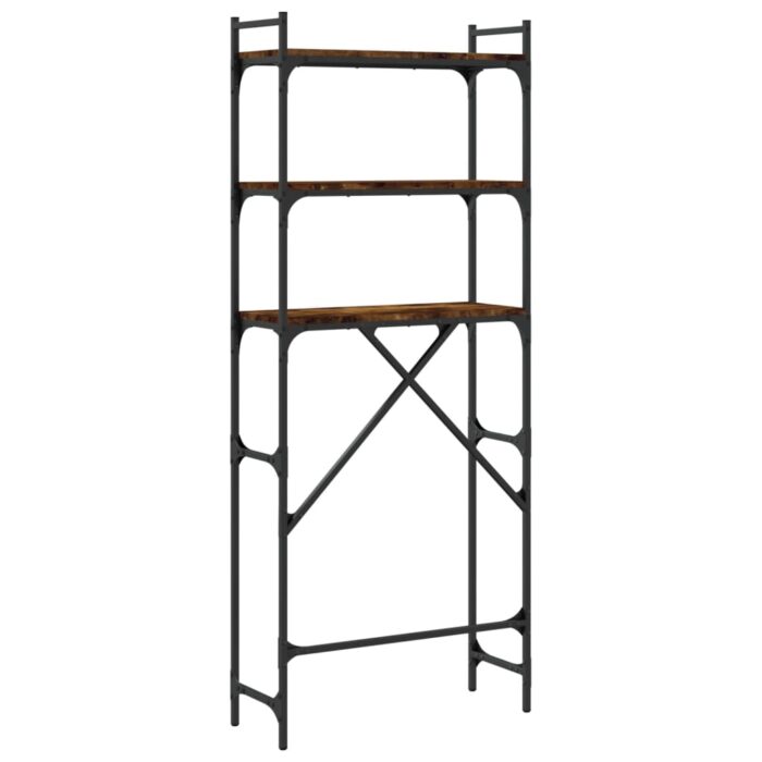 Étagère de lave-linge chêne fumé 67x25x163 cm bois d'ingénierie – Image 6