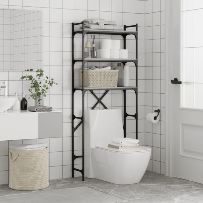 Étagère de lave-linge sonoma gris 67x25x163 cm bois ingénierie – Image 2