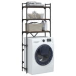 Étagère de lave-linge chêne marron 67x25x163 cm bois ingénierie – Image 3