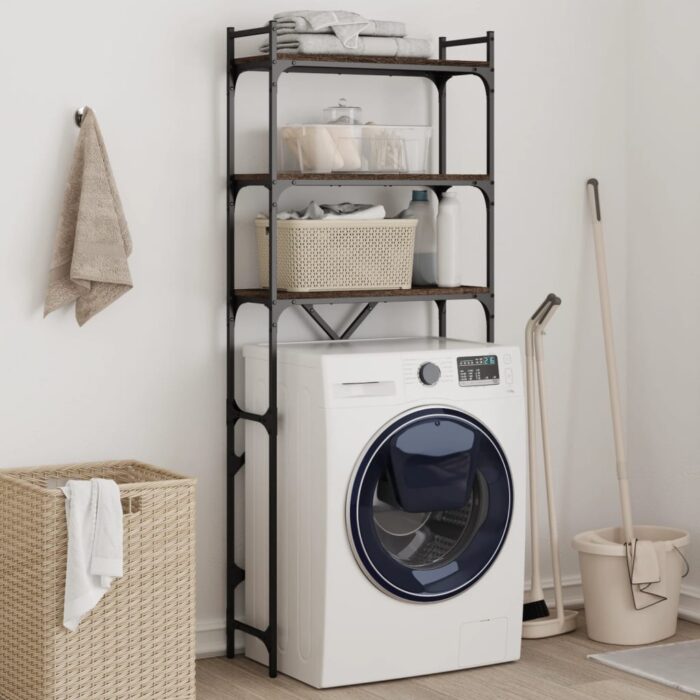 Étagère de lave-linge chêne marron 67x25x163 cm bois ingénierie – Image 1