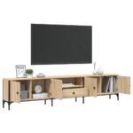 Meuble TV à tiroir chêne sonoma 200x25x44 cm bois d'ingénierie – Image 2