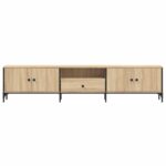 Meuble TV à tiroir chêne sonoma 200x25x44 cm bois d'ingénierie – Image 4