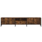 Meuble TV à tiroir chêne fumé 200x25x44 cm bois d'ingénierie – Image 4