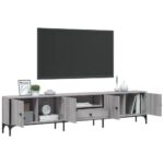 Meuble TV à tiroir sonoma gris 200x25x44 cm bois d'ingénierie – Image 2