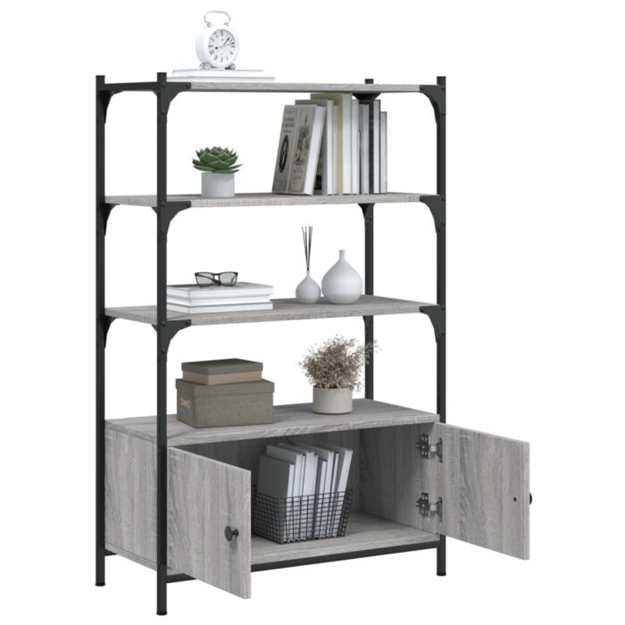 Bibliothèque à 3 niveaux sonoma gris 70x30x109,5 cm – Image 2