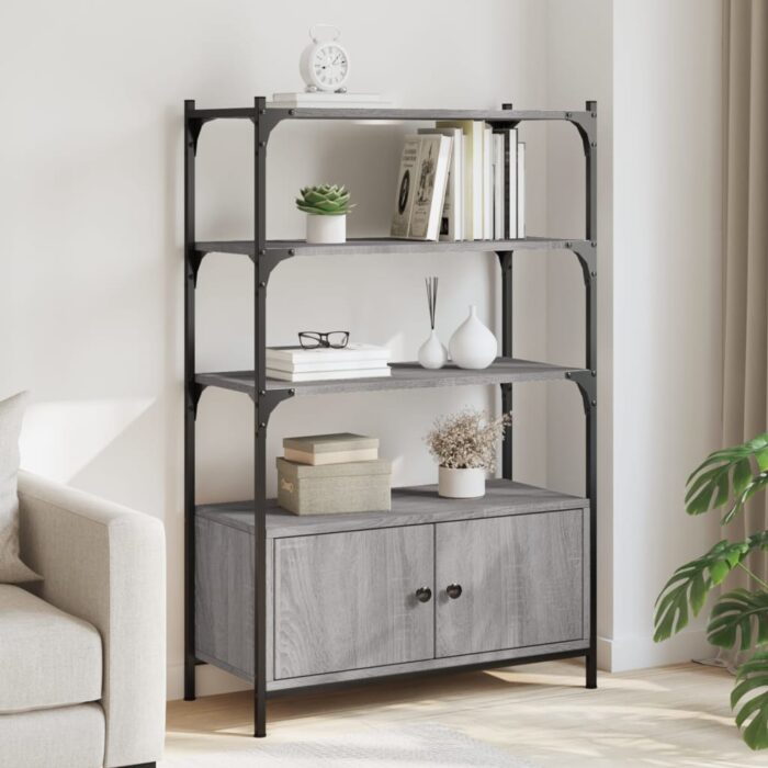 Bibliothèque à 3 niveaux sonoma gris 70x30x109,5 cm – Image 1