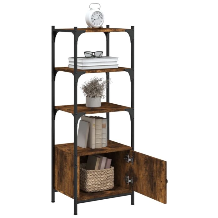 Bibliothèque à 3 niveaux chêne fumé 41x30x109,5 cm – Image 2