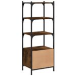 Bibliothèque à 3 niveaux chêne fumé 41x30x109,5 cm – Image 6