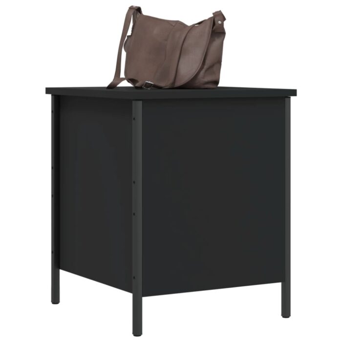 Banc de rangement noir 40x42,5x50 cm bois d'ingénierie – Image 2