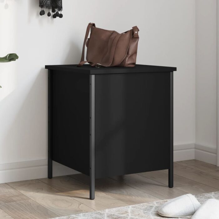 Banc de rangement noir 40x42,5x50 cm bois d'ingénierie – Image 1