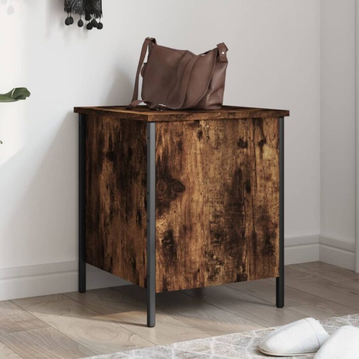 Banc de rangement chêne fumé 40x42,5x50 cm bois d'ingénierie – Image 1