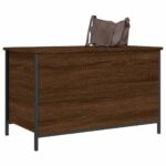 Banc de rangement chêne marron 80x42,5x50 cm bois d'ingénierie – Image 2