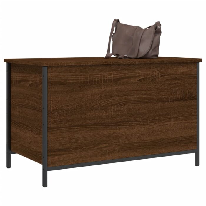 Banc de rangement chêne marron 80x42,5x50 cm bois d'ingénierie – Image 2