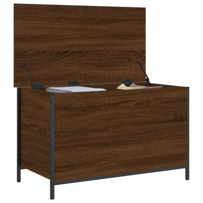 Banc de rangement chêne marron 80x42,5x50 cm bois d'ingénierie – Image 3
