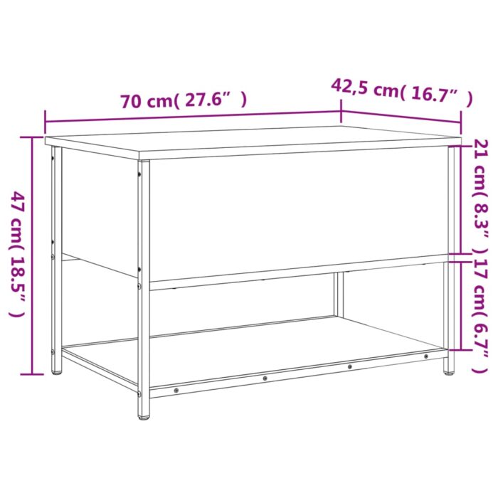 Banc de rangement chêne fumé 70x42,5x47 cm bois d'ingénierie – Image 10