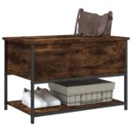 Banc de rangement chêne fumé 70x42,5x47 cm bois d'ingénierie – Image 2