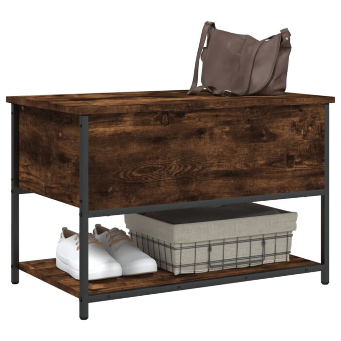 Banc de rangement chêne fumé 70x42,5x47 cm bois d'ingénierie – Image 2