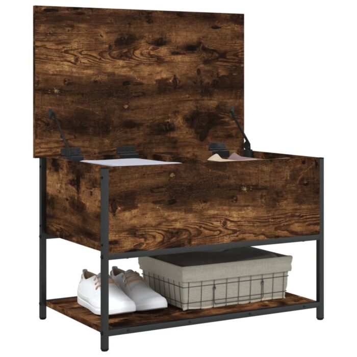 Banc de rangement chêne fumé 70x42,5x47 cm bois d'ingénierie – Image 3