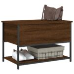 Banc de rangement chêne marron 70x42,5x47 cm bois d'ingénierie – Image 2