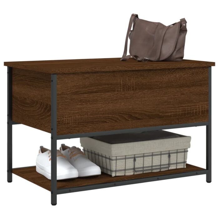 Banc de rangement chêne marron 70x42,5x47 cm bois d'ingénierie – Image 2