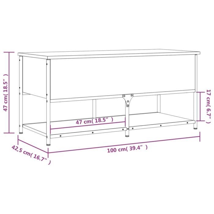 Banc de rangement chêne fumé 100x42,5x47 cm bois d'ingénierie – Image 10